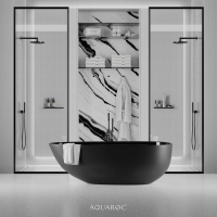 Uovo Matte Black Freestanding Stone Bath 1700mm