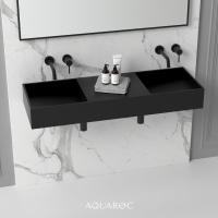Atlante Matte Black Wall Hung Double Stone Basin 1200mm