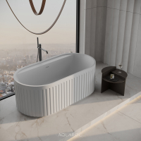 Athena Freestanding Fluted Stone Bath 1500mm