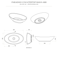 Paradiso Countertop Stone Basin 600mm