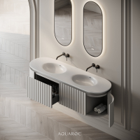 Belgravia Double Vanity Unit & Stone Basin 1600mm Warm Grey