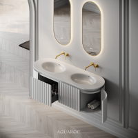 Belgravia Double Vanity Unit & Stone Basin 1400mm Matte White