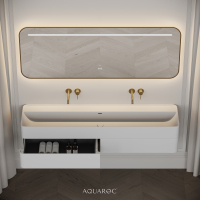 Nero Curved Stone Double Vanity Unit 1600mm
