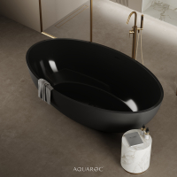 Volterra Matte Black Freestanding Stone Bath 1760mm