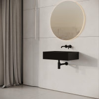 Neo Matte Black Wall Hung Stone Basin 600mm