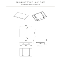 Wall Hung Stone Slimline Towel Shelf 600mm