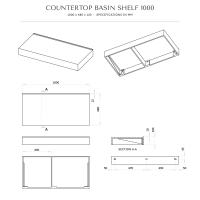 Wall Hung Stone Countertop Basin Shelf 1000mm