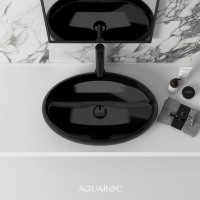 Camellia Matte Black Countertop Stone Basin 600mm