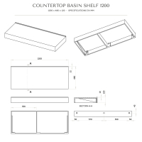 Wall Hung Stone Countertop Basin Shelf 1200mm