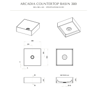 Arcadia Countertop Stone Basin 380mm