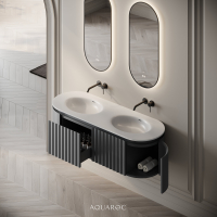 Belgravia Double Vanity Unit & Stone Basin 1400mm Matte Grey