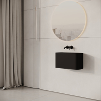 Hydro Matte Black Wall Hung Stone Basin 550mm