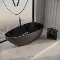 Uovo Matte Black Freestanding Stone Bath 1700mm