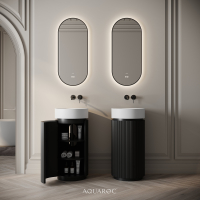 Rotunda Fluted Vanity Unit & Stone Basin 420mm Matte Black