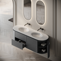 Belgravia II Double Vanity Unit & Stone Basin 1600mm Matte Grey