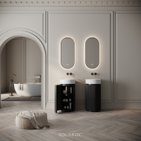 Rotunda Fluted Vanity Unit & Stone Basin 420mm Matte Black