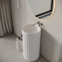 Athena Freestanding Fluted Stone Basin 450mm