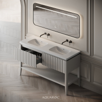 Kensington Double Vanity Unit & Stone Basin 1400mm Warm Grey