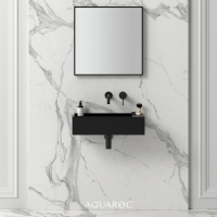 Mode Matte Black Wall Hung Stone Basin 600mm