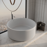Athena Freestanding Fluted Round Stone Bath 1350mm