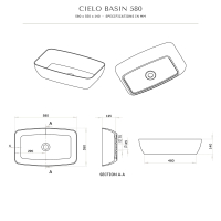 Cielo Countertop Stone Basin 580mm
