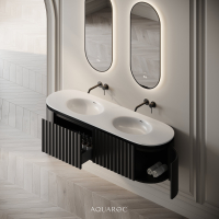 Belgravia Double Vanity Unit & Stone Basin 1600mm Matte Black