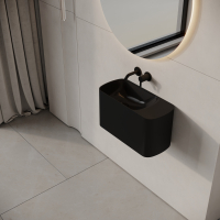 Hydro Matte Black Wall Hung Stone Basin 550mm