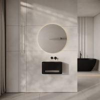 Hydro Matte Black Wall Hung Stone Basin 550mm Towel Hole