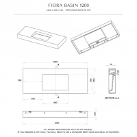 Fiora Matte Black Wall Hung Stone Basin 1200mm