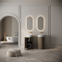 Rotunda Fluted Vanity Unit & Carrara Marble Basin 420mm Smoked Oak