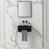 Flow Matte Black Wall Hung Stone Basin 500mm