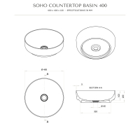 Soho Round Countertop Stone Basin 400mm