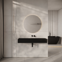 Neo Matte Black Wall Hung Stone Basin 1200mm