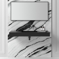 Fiora Matte Black Wall Hung Stone Basin 1200mm