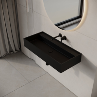 Neo Matte Black Wall Hung Stone Basin 900mm