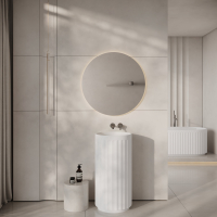 Athena Freestanding Fluted Stone Basin 450mm