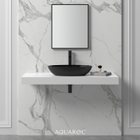 Zenith Matte Black Countertop Stone Basin 580mm