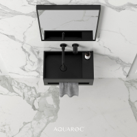 Flow Matte Black Wall Hung Stone Basin 500mm