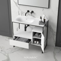 Niche Matte Black Frame Freestanding Vanity Unit & Stone Basin 900mm