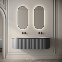 Belgravia Double Vanity Unit & Stone Basin 1400mm Matte Grey