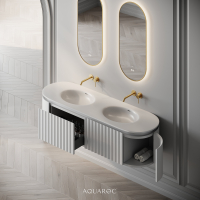 Belgravia Double Vanity Unit & Stone Basin 1600mm Matte White