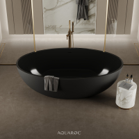 Volterra Matte Black Freestanding Stone Bath 1760mm