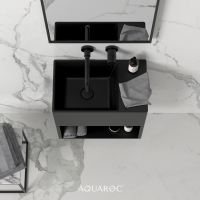 Ethos Matte Black Wall Hung Stone Basin 500mm