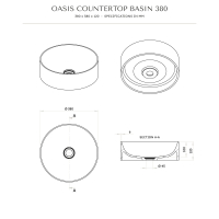 Oasis Round Countertop Stone Basin 380mm