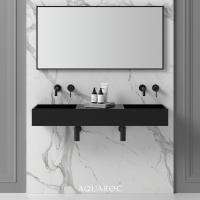Atlante Matte Black Wall Hung Double Stone Basin 1200mm