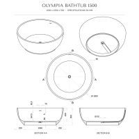 Olympia Freestanding Round Stone Bath 1500mm