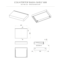 Wall Hung Stone Countertop Basin Shelf 600mm