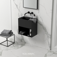 Ethos Matte Black Wall Hung Stone Basin 500mm