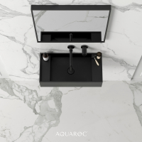 Mode Matte Black Wall Hung Stone Basin 600mm