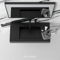 Fiora Matte Black Wall Hung Stone Basin 900mm